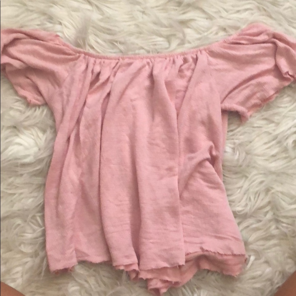 off the shoulder baby pink top - Picture 2 of 2